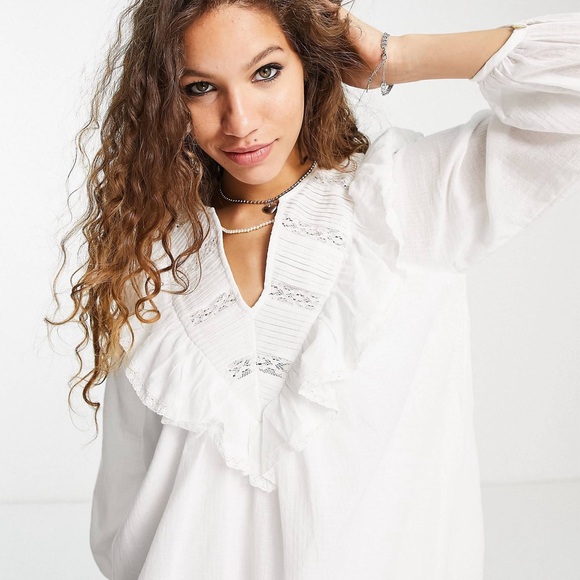 Emory park ruffle front smock dress in white - Picture 3 of 6